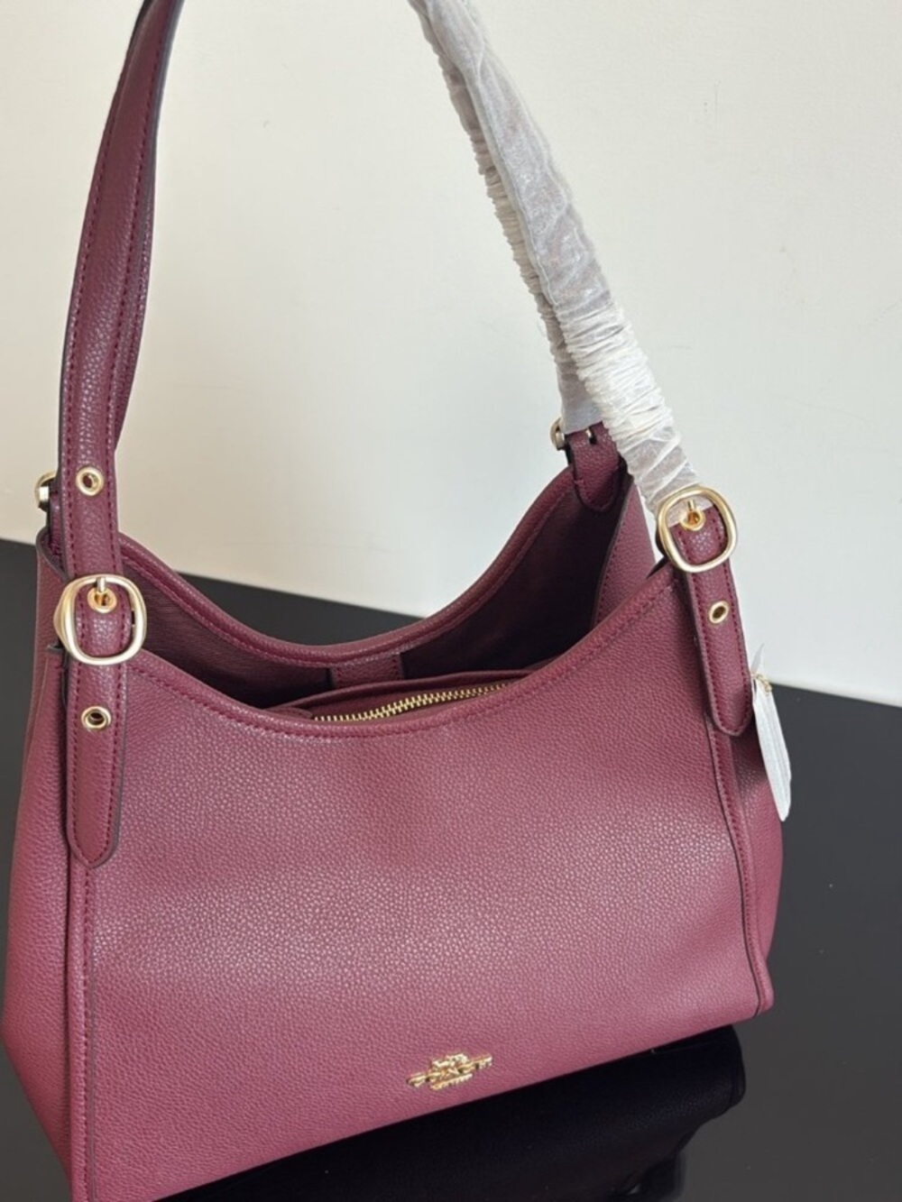 Coach Pebbled Leather Shoulder Bag in Berry Wine - Picture 5 of 8